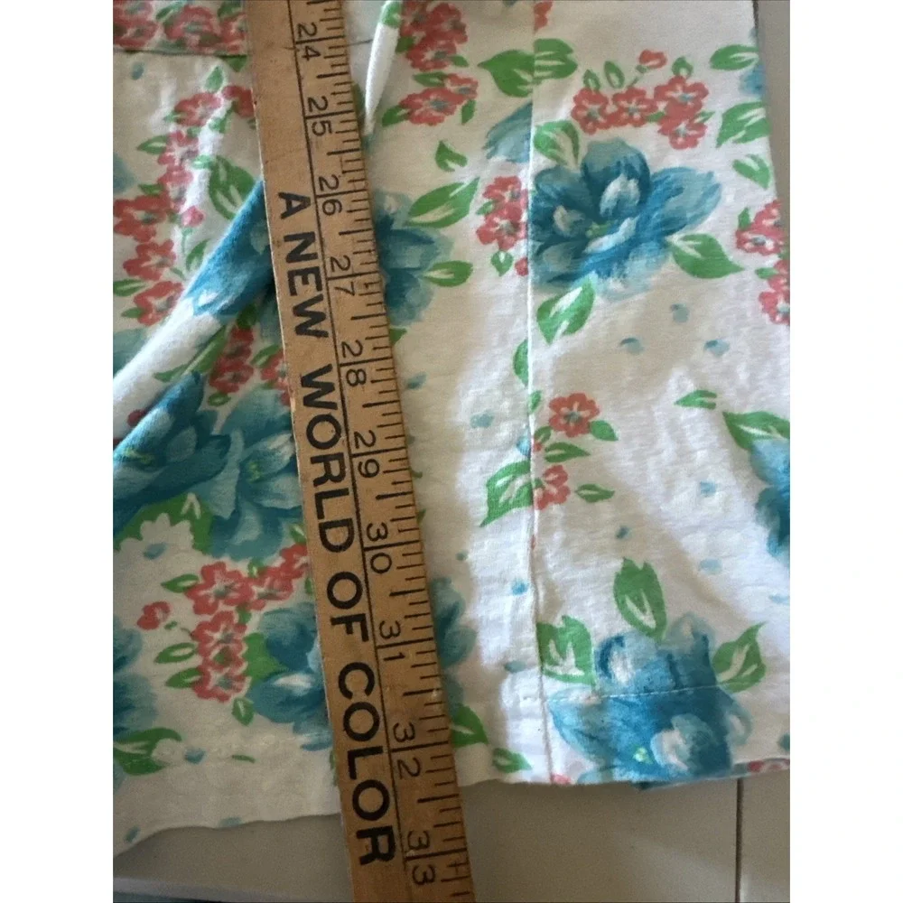 VTG Moon Dance SZ L Pearl Snap‎ Housecoat Pocket Blue Floral Granny Core Retro - Picture 10 of 10